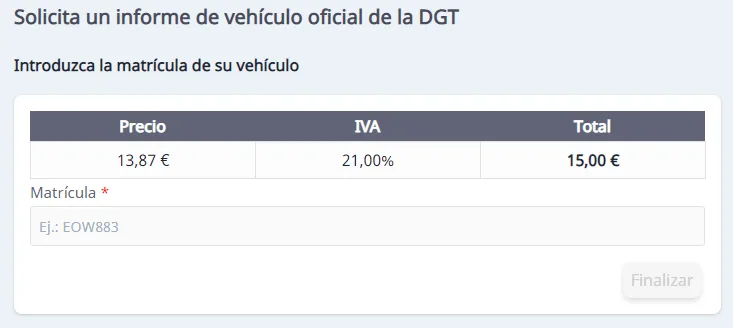 realizar la solicitud de un informe vehiculo dgt online