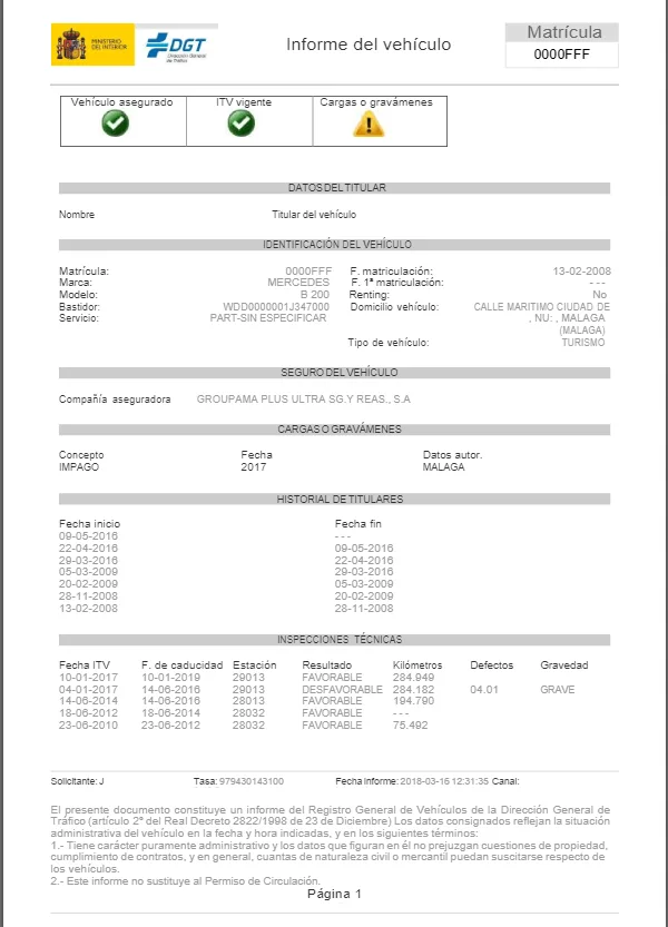 solicitar informe vehiculo online
