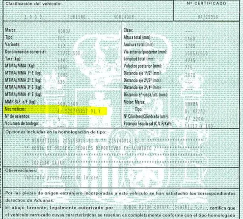 ficha tecnica vehiculo