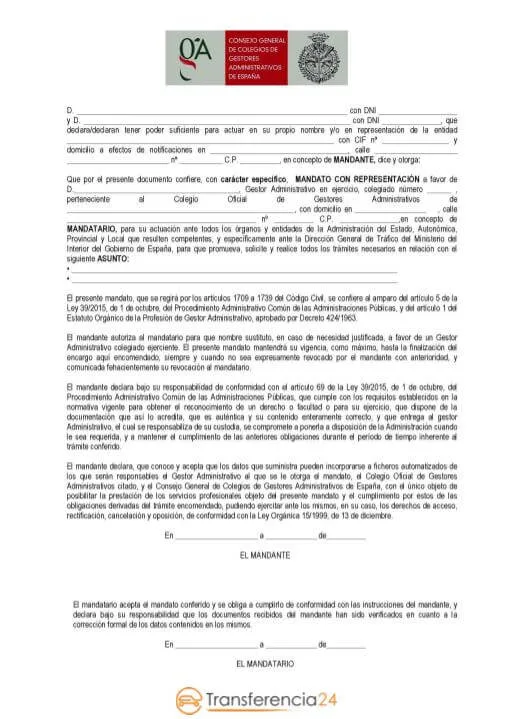 mandato gestoria transferncia24